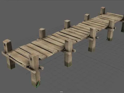 Wooden Pier  Low-poly 3D model