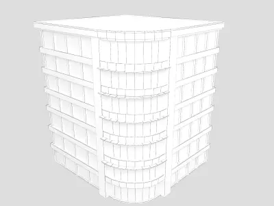 building low poly 4 office with windows Low-poly 3D model