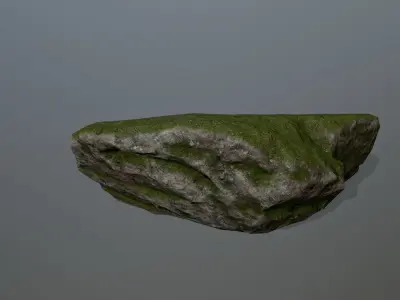 Rock Set with moss Low-poly 3D model
