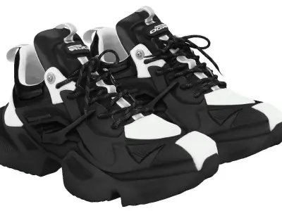 Cyberpunk fashion sneaker 12 Urban Techwear scifi future shoes Low-poly 3D model