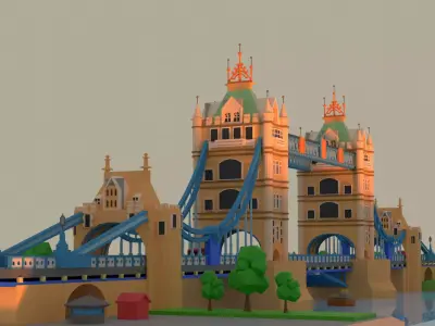 London - tower bridge Low-poly 3D model