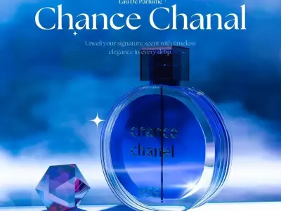 3D Cosmetic Bottles with Labels and Ready to-Render Scene Free 3D model