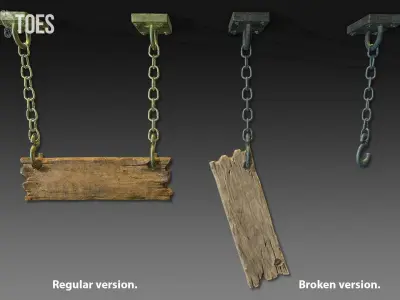 Keep Out Hanging Signs - Game Ready Low-poly 3D model