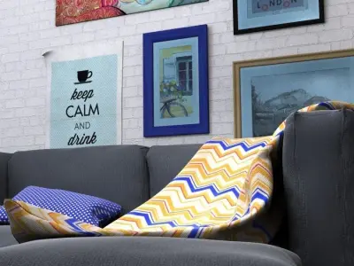 Picture frames and paintings - wall setup 3D model