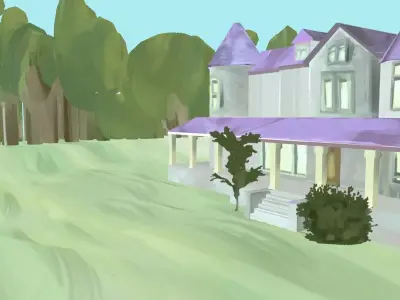 Painted Mansion Environment Exterior Low-poly 3D model
