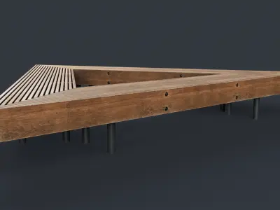 Modern Outdoor Bench 57 PBR Game Ready Low-poly 3D model