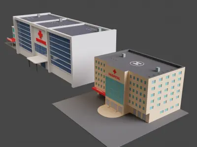 Set of hospitals low-poly Low-poly 3D model