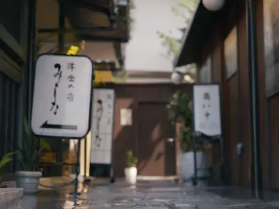 Blender Japan old alley with day-night and weather cycle 3D model