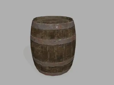 Wooden Barrel Low-poly 3D model