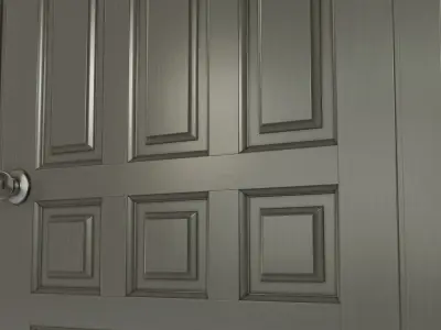 Wooden gray door Low-poly 3D model