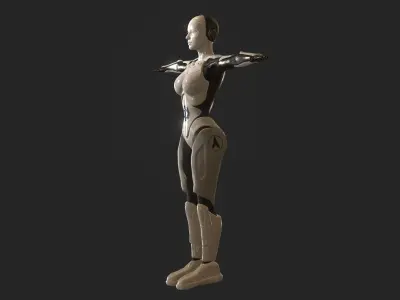 Cyborg Woman Low-poly 3D model