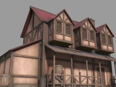 Medieval inn Low-poly 3D model buy