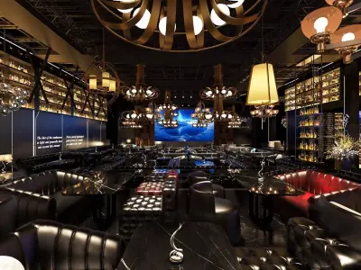 nightclub interior of with neon lights  3D model