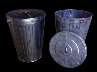 Trash can Game Ready Low-poly 3D model