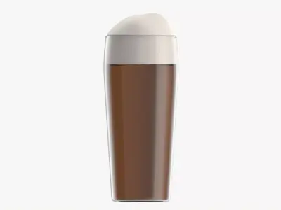 Beer glass with foam 06 3D model