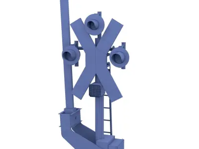 Rail Crossing Traffic Light Weathered 2 3D model