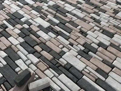 Paving old brick 3D model