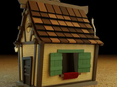 Simple Desert Witch House Low-poly 3D model