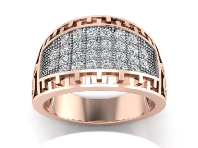 Light Weight Rose Gold Diamond Ring  -R-3918 3D print model