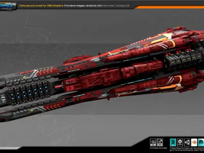Federation Destroyer B5 Low-poly 3D model