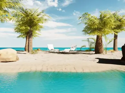 Beach Island Scene 1 3D model