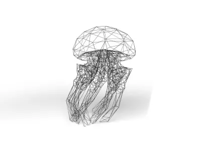 Jellyfish Wireframe Low-poly 3D model