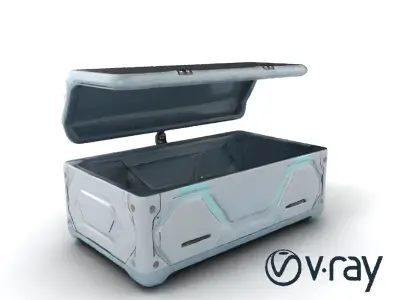 Futuristic Cylindrical Storage Trunk model pack Low-poly 3D model