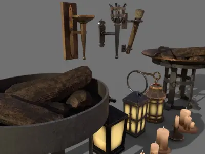 Dungeon Lights and Particles  Low-poly 3D model