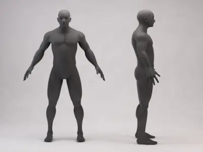 BASE MESH---Man Neutral and T-Pose Low-poly 3D model