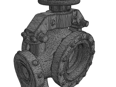 Industrial Red Butterfly Valve Low-poly 3D model