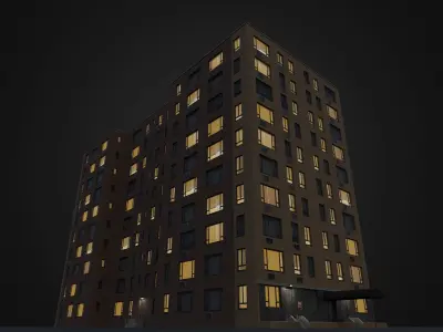 10 floor New York Building Low-poly 3D model