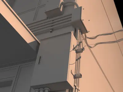 Electric Panel full scene Low-poly 3D model