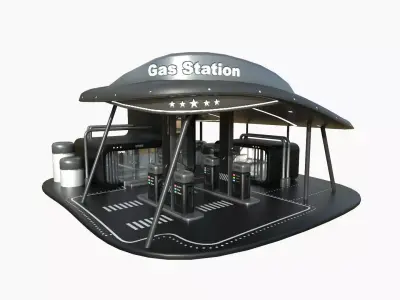 SciFi Gas Station A07 Black - Sci Fi Exterior Design Low-poly 3D model