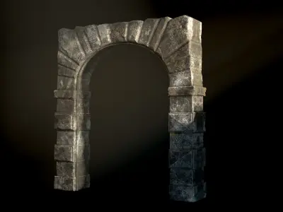 Medieval Fortress Stone Arch Low-poly 3D model