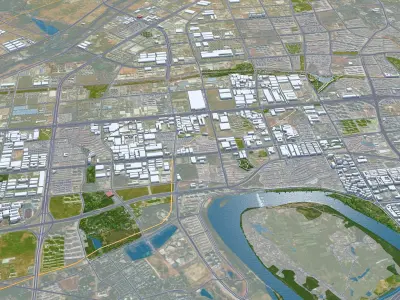 Ganzhou Jiangxi China 50km Low-poly 3D model