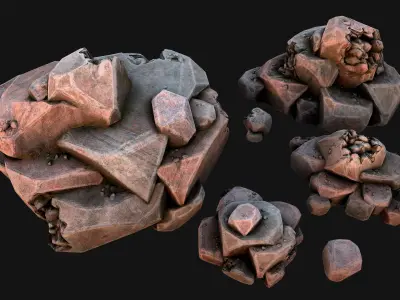 Stones and Rocks Stylized Pack Low-poly 3D model