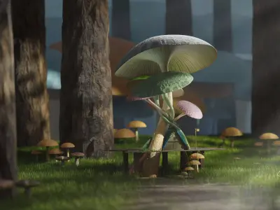 Stylized Mushroom House 3D model