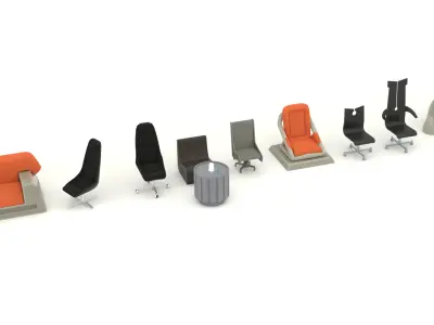 Star Wars Chair collection 1-6 scale Hottoys 3D Model Pack