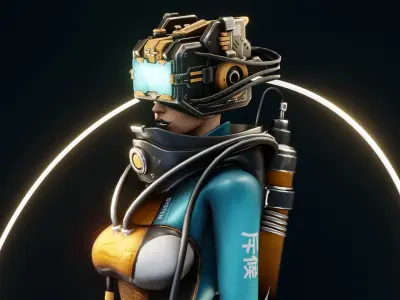 Sci-Fi Scout Girl Low-poly 3D model