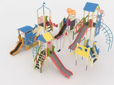 Playground childrens slides collection 3D model