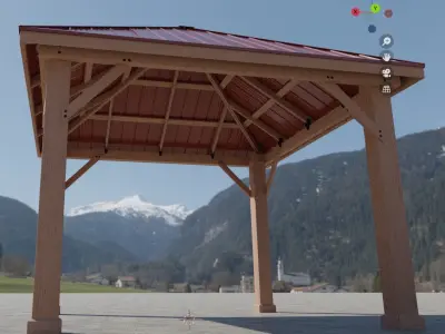 High definition optimized Gazebo Low-poly 3D model