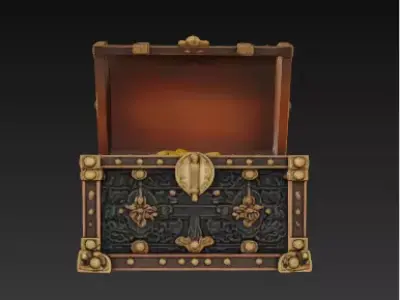  Ornate Treasure Chest High-Quality 3D Model Low-poly 3D model