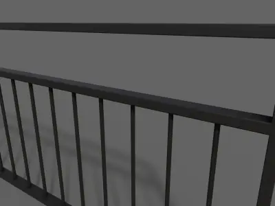 PBR Pedestrian Guard Rail Black V3 Low-poly 3D model