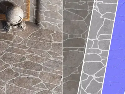 H82 Slate Stone - PBR - 4K - Seamless Low-poly 3D model