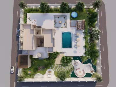 SKP and LUMION- Contemporary Villa with landscape 3D model
