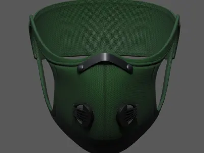 Gas mask fabric Green protection classic  Low-poly 3D model