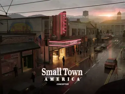 Small Town America 3D pack USA buildings props streets Low-poly 3D model