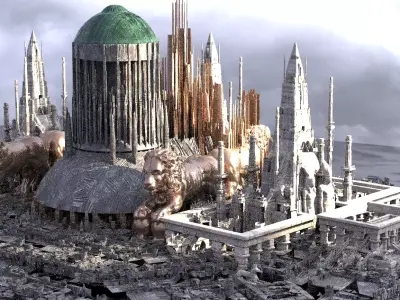 Star wars influenced city High Council Kitbash 3D model