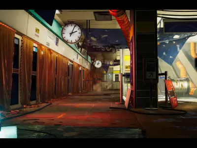 The Blue Metro 2029-Post Apocalyptic Metro-Subway Environment  Low-poly 3D model