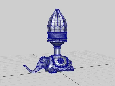 oil lamp elephant 3D model